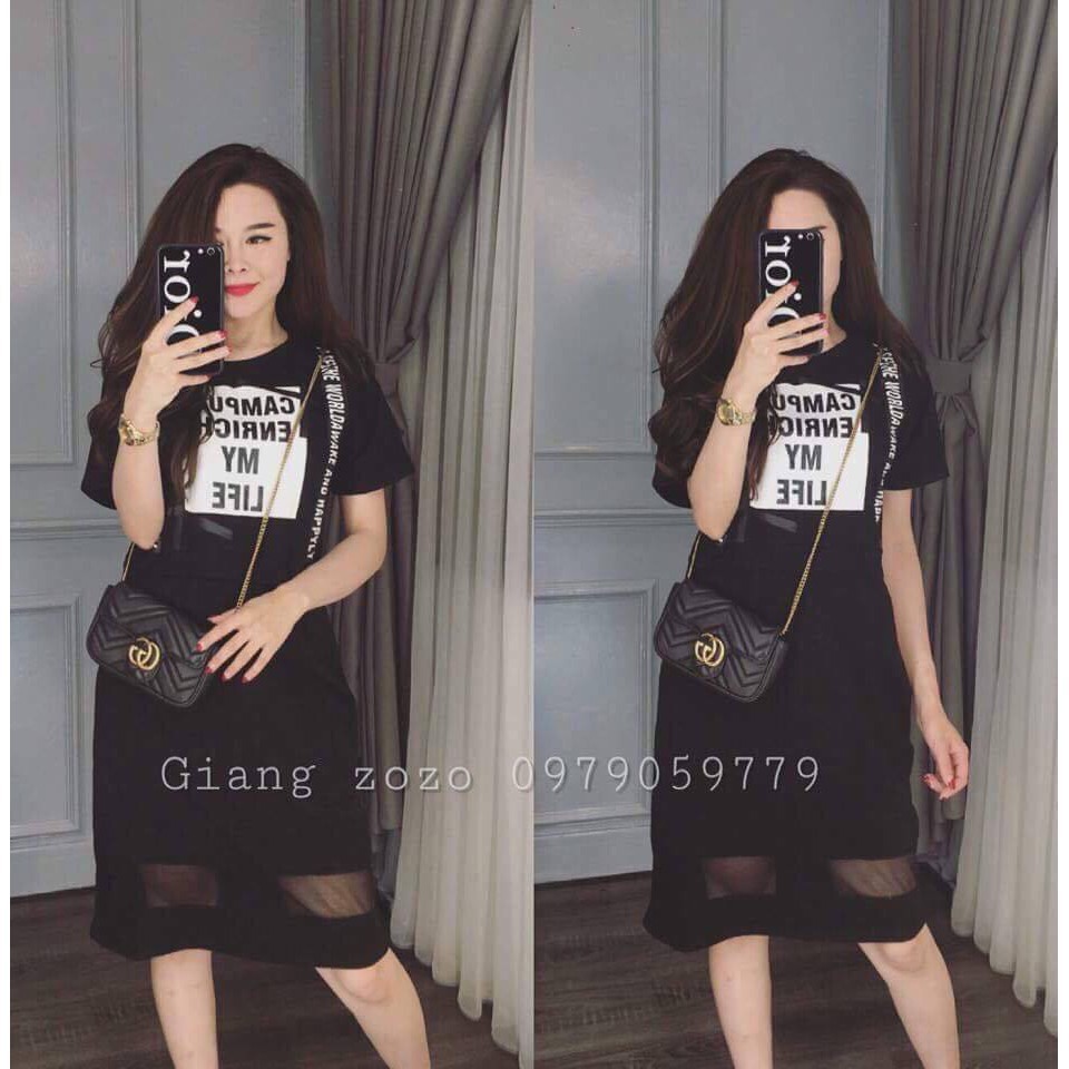 [ xả kho ] HS Đầm dáng xuông lưới chữ