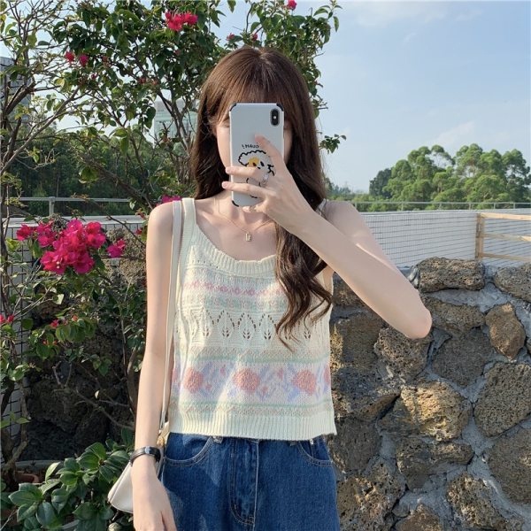 Áo hai dây dệt kim ZHELIHANGFEI đơn giản quyến rũ cho nữ