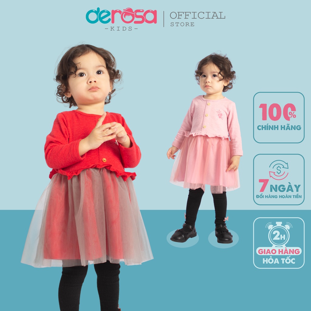 Váy bé gái đầm công chúa phối tu tu cho bé | DEROSA KIDS | 9M- 3Y | AWBB278V