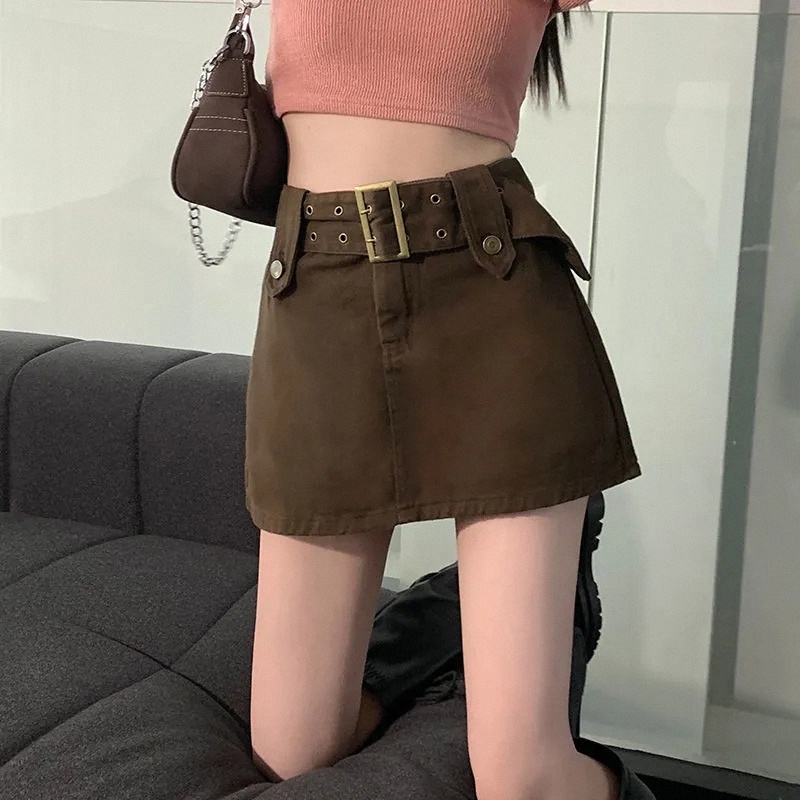 Chân Váy Denim Lưng Cao Phong Cách Âu Mỹ Thời Trang Mùa Hè Cho Nữ