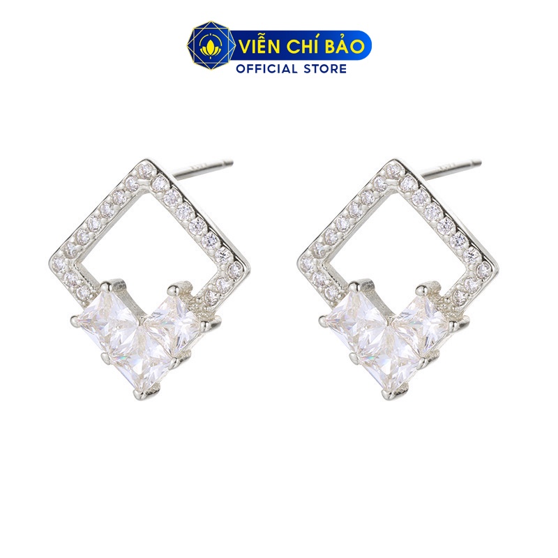 Bông tai bạc nữ hình Oval đính đá chất liệu bạc 925 thời trang phụ kiện trang sức nữ Viễn Chí Bảo B000256