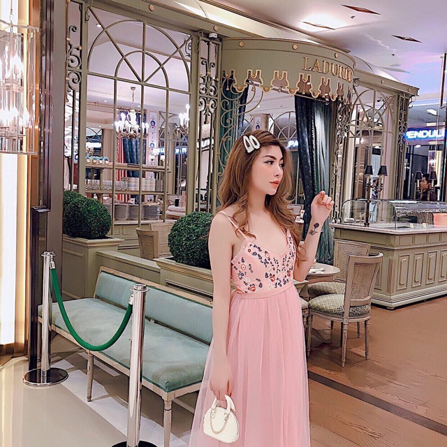 🌼🌼ĐẦM HAI DÂY THÊU HOA PHỐI LƯỚI QC