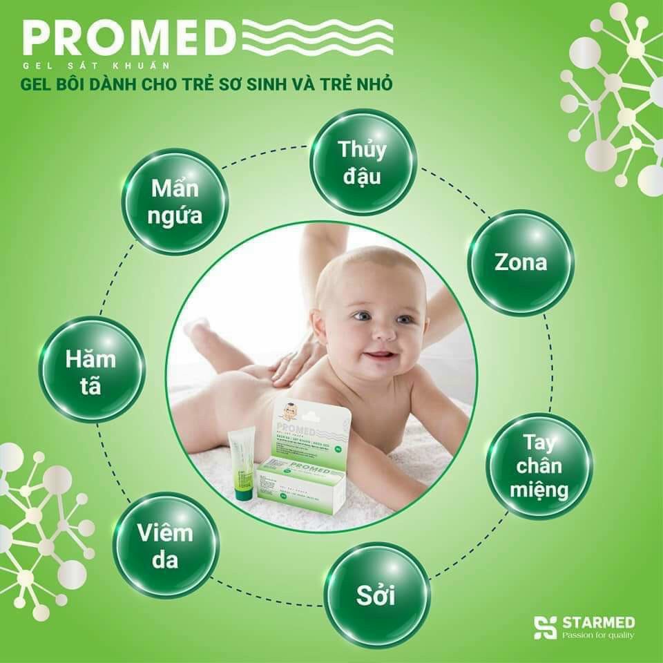 Kem bôi, Gel bôi Promed kháng kháng khuẩn, muỗi đốt, thuỷ đậu, tay chân miệng, ngừa sẹo an toàn cho bé