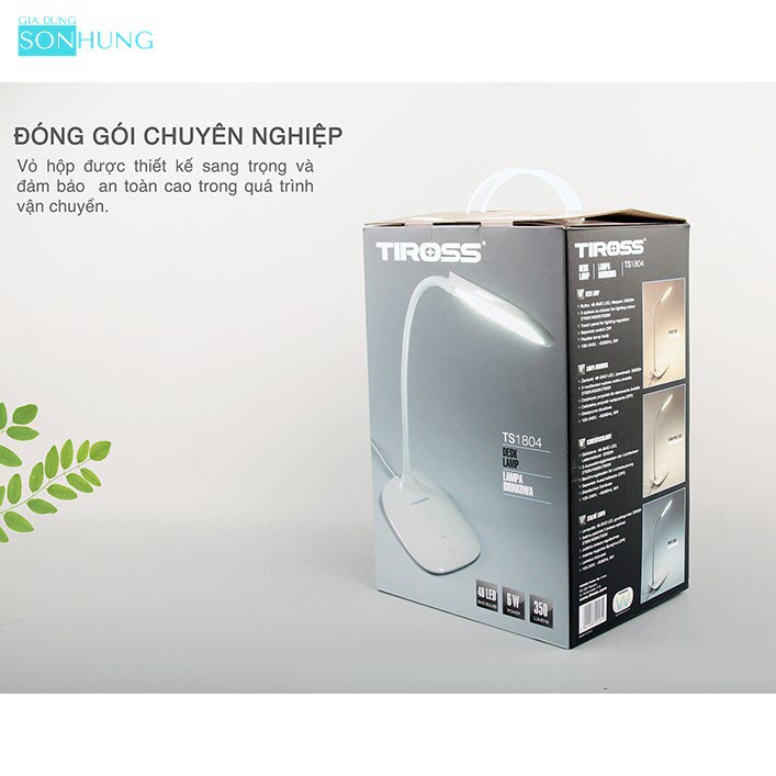 ĐÈN HỌC CHỐNG CẬN LED TIROSS TS1804 CÔNG SUẤT 6W[BẢO HÀNH CHÍNH HÃNG 1 NĂM]