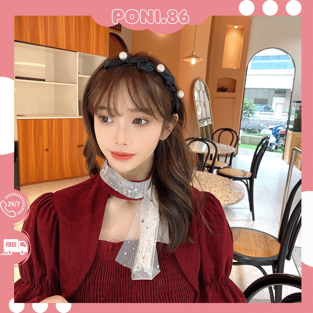 Băng đô,cài tóc, hớt tóc 3 nơ đính ngọc sang chảnh phong cách Hàn quốc