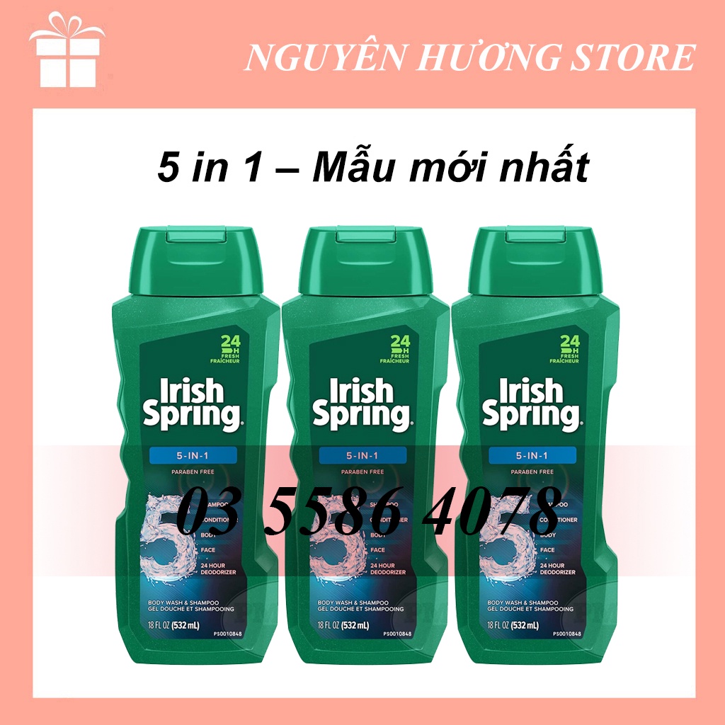 Sữa tắm nam Irish Spring 5in1 hàng Mỹ 532ml - Mẫu mới