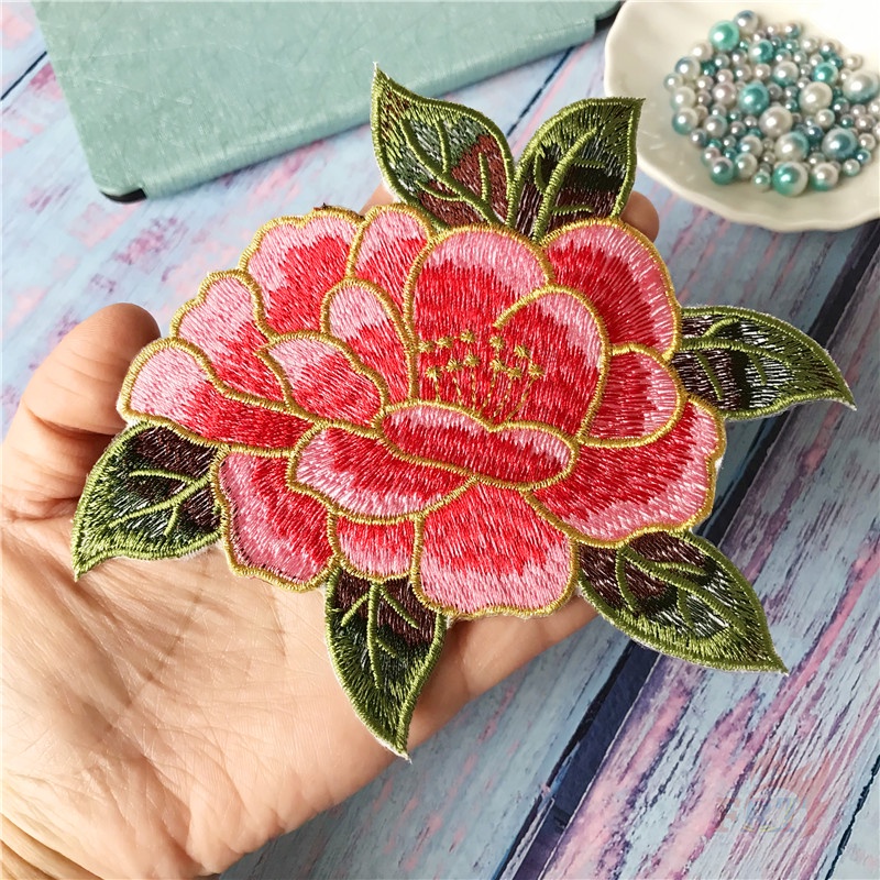 ☸ Miếng Dán Ủi Hình Hoa Mẫu Đơn ☸ 1 Miếng Vá DIY Hình Andrews Dùng Để May Lên Áo (M - 15CM*12.5CM)