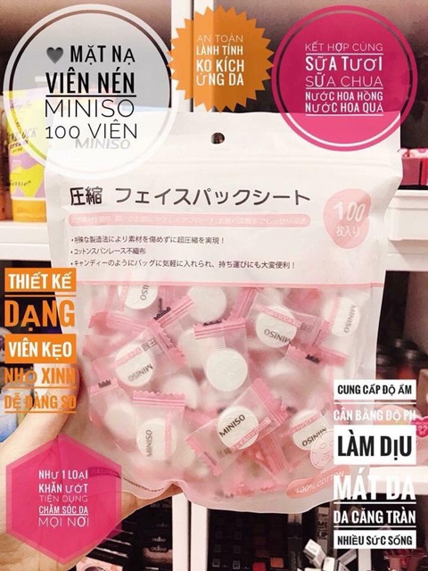 Combo 10 viên mặt nạ nén Miniso Mask Nhật Bản | Thế Giới Skin Care