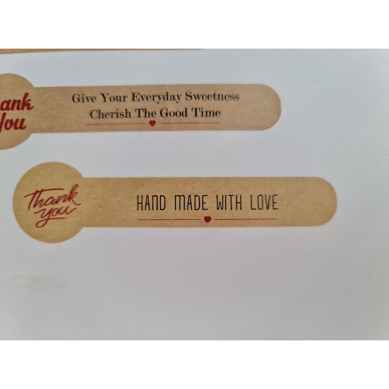 90 tem niêm phong "hand made with love" decal kraf siêu sang, mộc mạc - nhận in theo yêu cầu