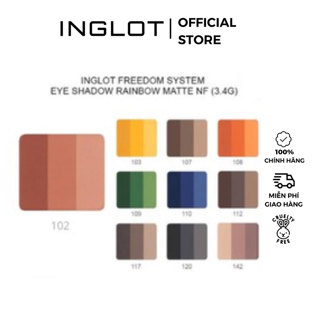 Lõi phấn mắt 3 màu dạng lì Rainbow Matte Inglot (3.4g)