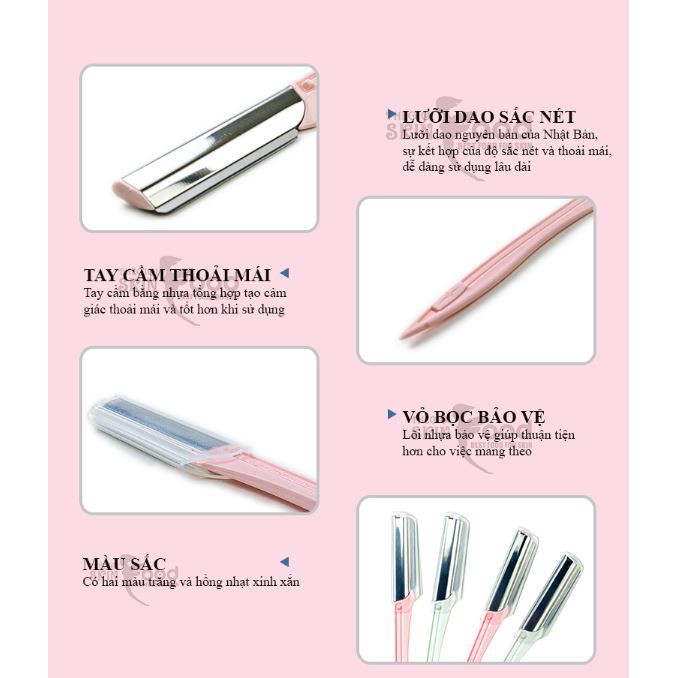 Dao Cạo Lông Mặt Thân Kim Loại Kai Razor Beauty ( set 4 dao)