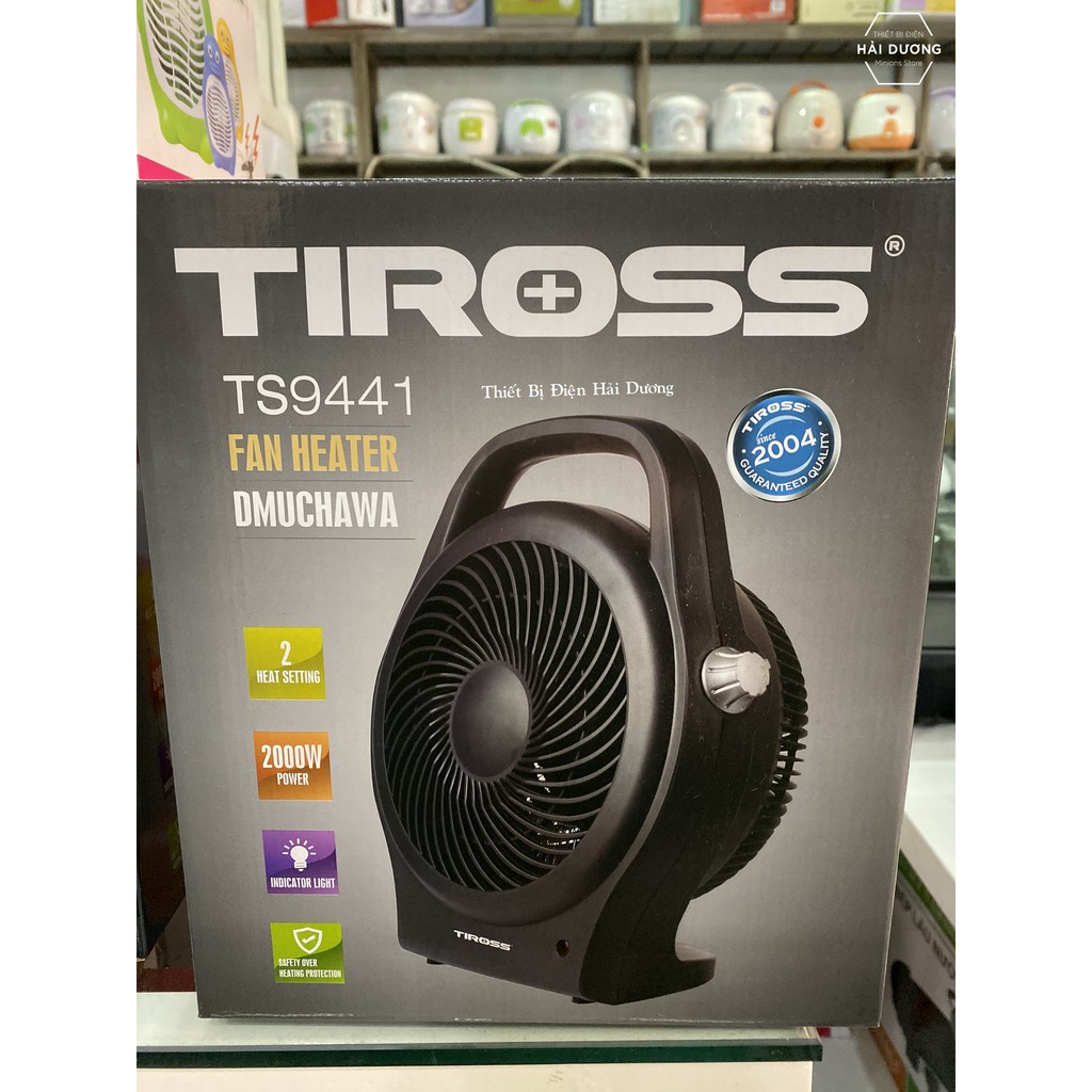 Quạt Sưởi Hai Chiều Tiross TS9441 ( Đen ) - Công suất 2000w - Chế độ tự ngắt khi quạt đổ - Bảo Hành 1 Năm