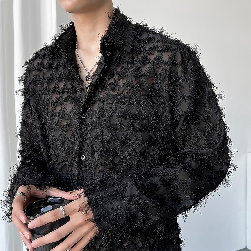 Áo mùa thu nam nữ Unisex dài tay thiết kế Feel Hàn Quốc mờ Top Ig lông tua kiêng