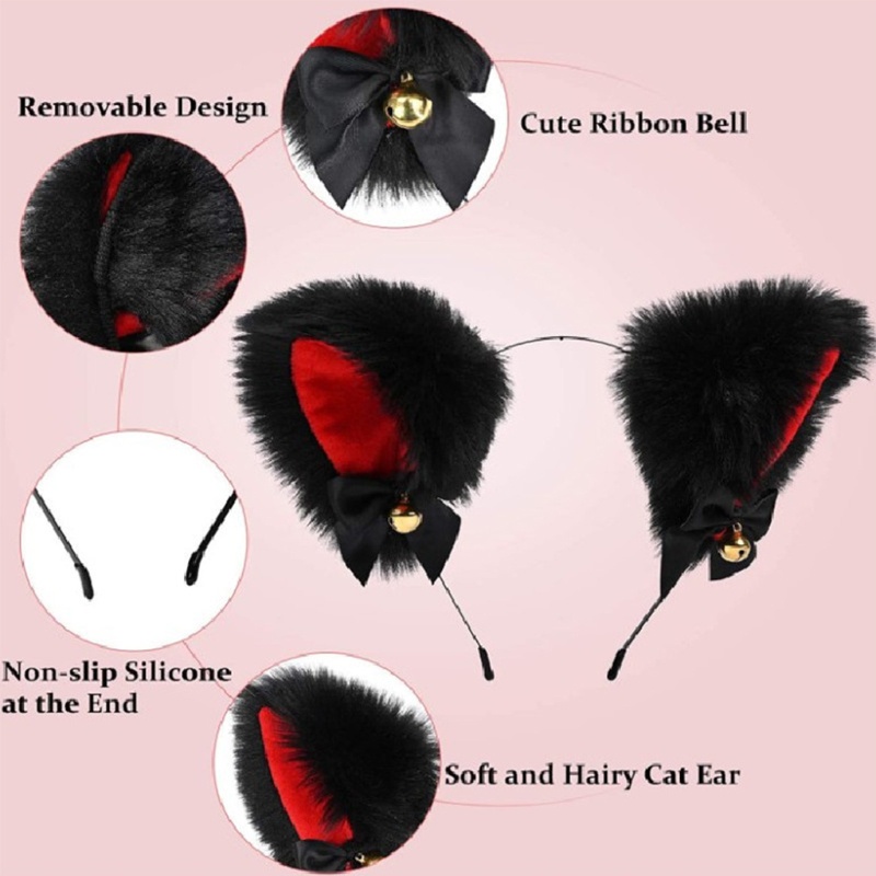 Bộ Vòng Cổ Choker Bằng Da Hình Tai Mèo Có Chuông Dễ Thương Cho Dịp Halloween