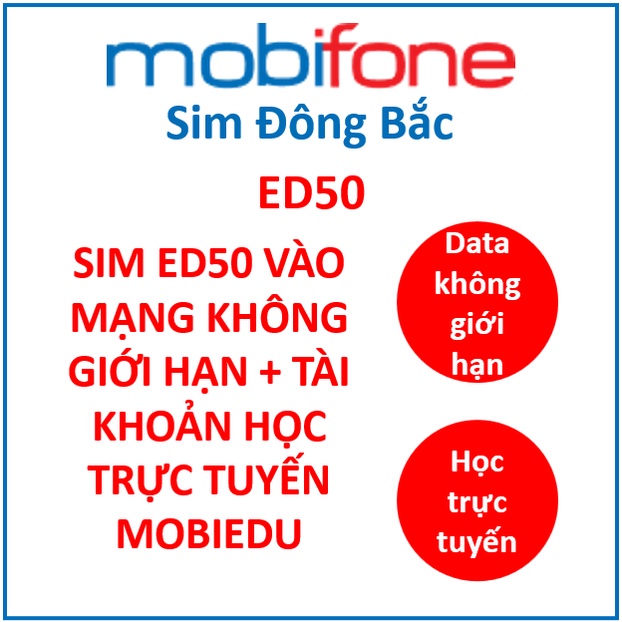 SIM MOBIFONE ED50 1GB/NGÀY + tài khoản học trực tuyến