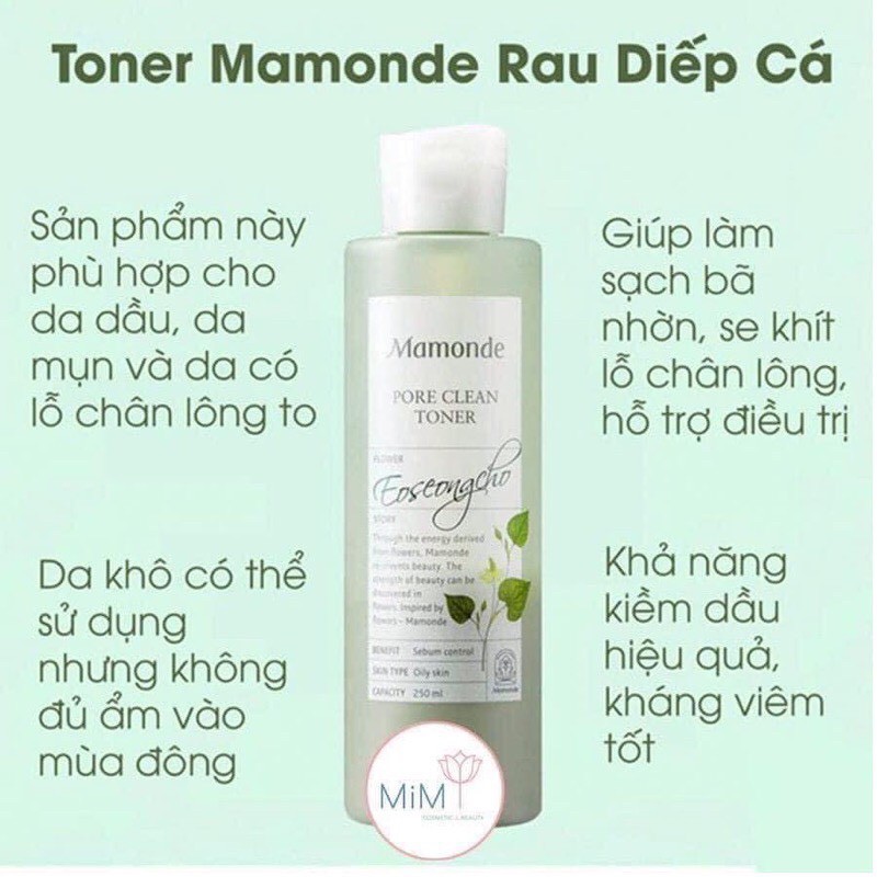 Nước hoa hồng Mamonde Diếp Cá 250ml