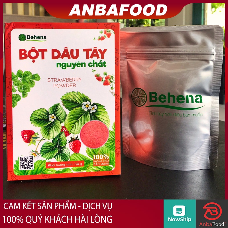 Bột Dâu Tây nguyên chất Behena (Hộp 50g) - Làm Đẹp Da Tạo Màu Bánh - Bột rau củ quả