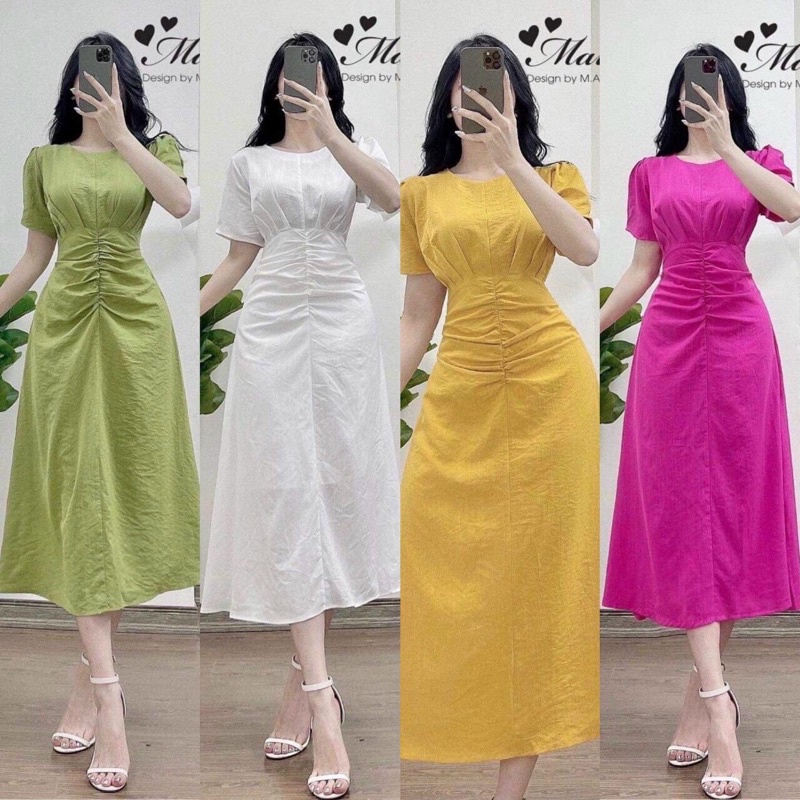 váy đũi dáng dài (sẵn trắng ,xanh )