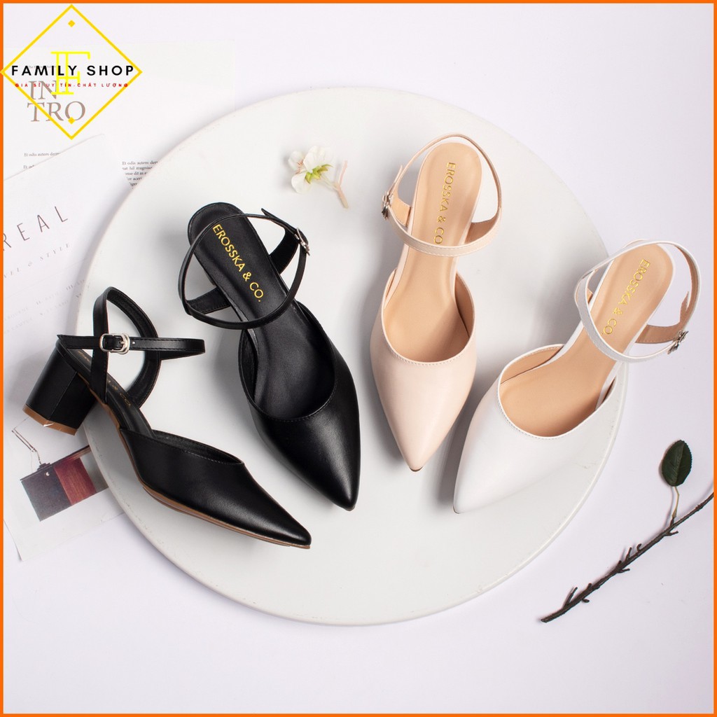 [NEW] Giày cao gót nữ thời trang mũi nhọn đế vuông gót cao 5cm phối dây duyên dáng EK001 HÀNG MỚI VỀ