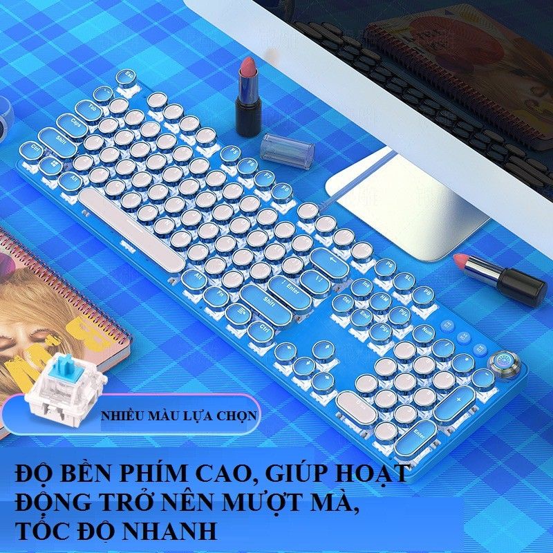 BÀN PHÍM CƠ, GAMING, BÀN PHÍM MÁY TÍNH CAO CẤP  LED 10 CHẾ ĐỘ, 2 màu HỒNG, XANH CỰC HOT cho cả nam và nữ [CÓ BẢO HÀNH]