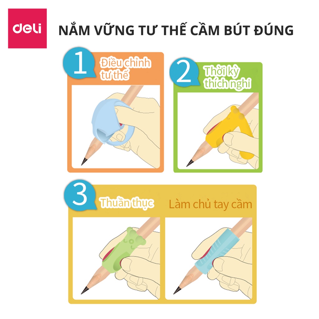 Dụng cụ hỗ trợ cầm nắm bút cho học sinh Deli - 4 chiếc - 69358 / 69357