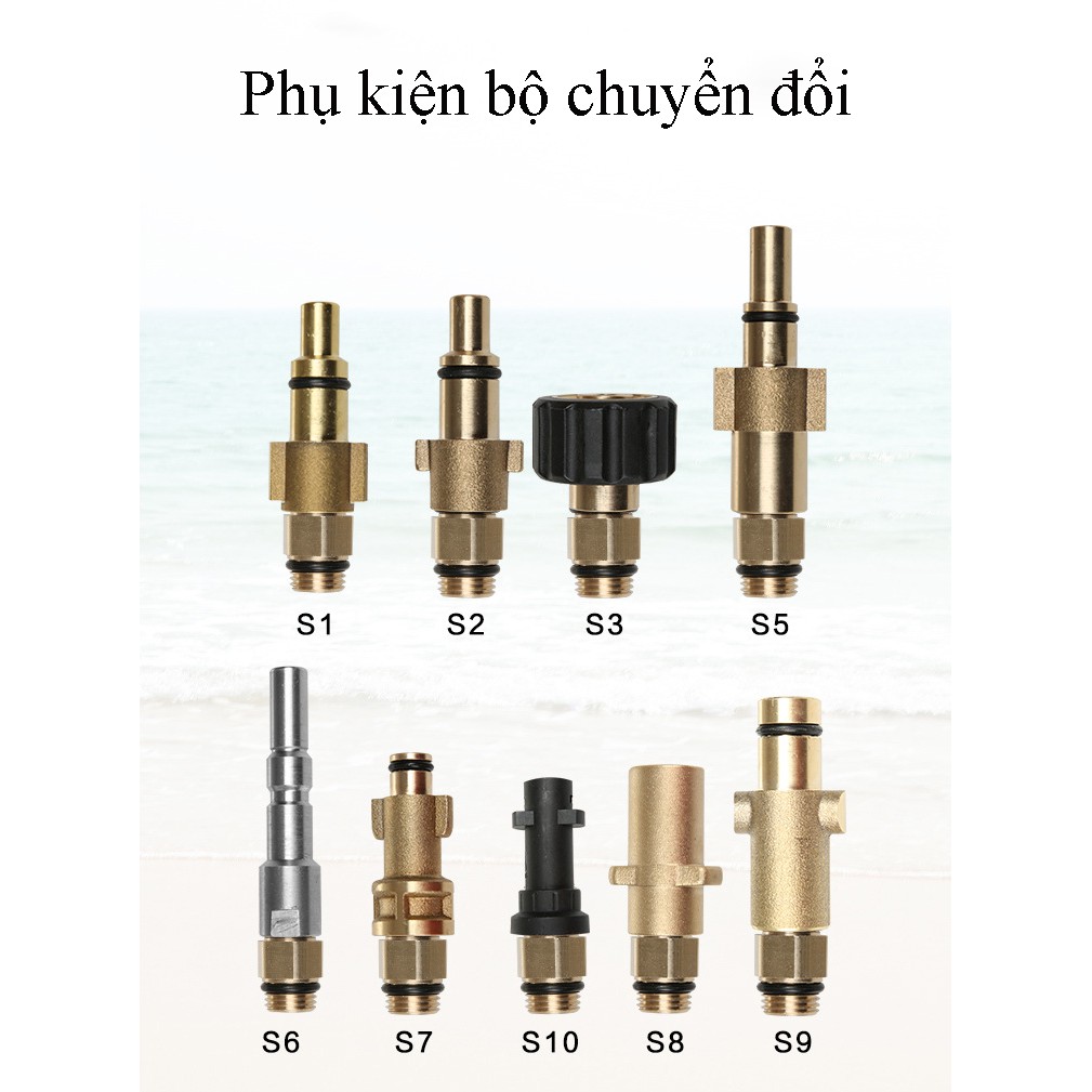 Đầu nối cho bình phun bọt tuyết ( được chọn 1 đầu) ( đầu s1 đến s12) gồm 2 phần đầu kết nối và ren 14mm