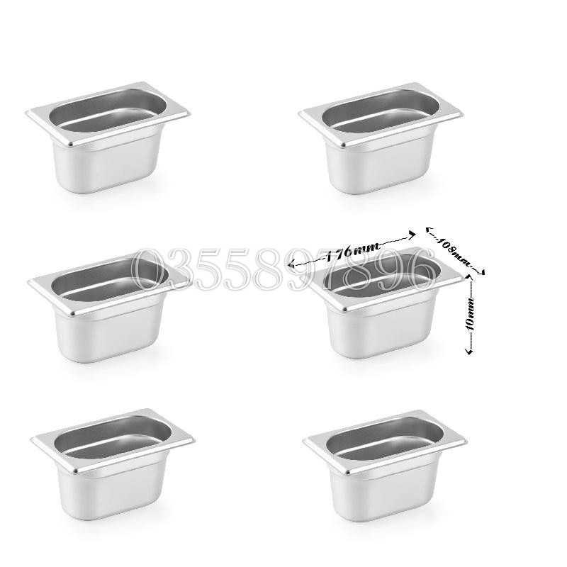Khay đựng thực phẩm inox , đựng thạch Topping Inox 1/9