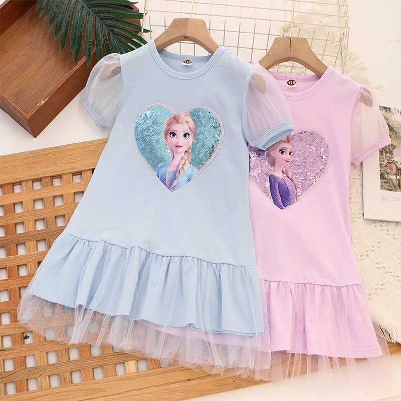 Đầm Công Chúa elsa Phối Ren Phong Cách Hàn Quốc Chất Lượng Cao Cho Bé Gái