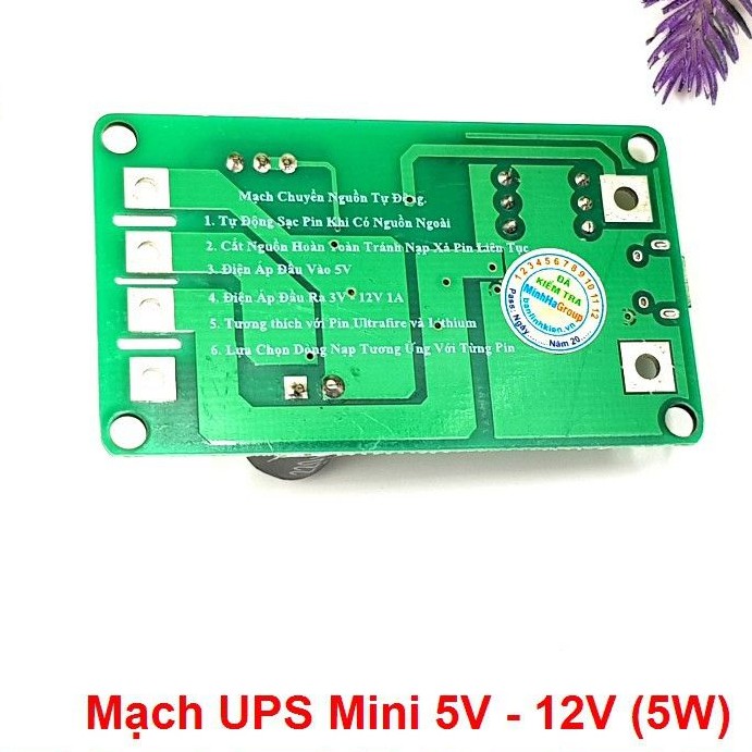 Mạch UPS Mini 5-12V (5W)🍀Mạch UPS WIFI 5V🍀UPS 5V 9V 12V MINI🍀Bộ Chuyển Nguồn Dự Phòng Mini