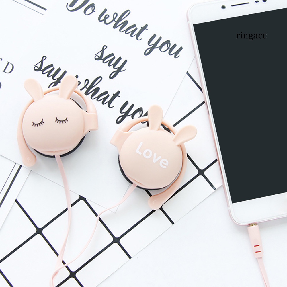 Tai nghe dạng móc vành tai hình tai thỏ dễ thương giắc 3.5mm
