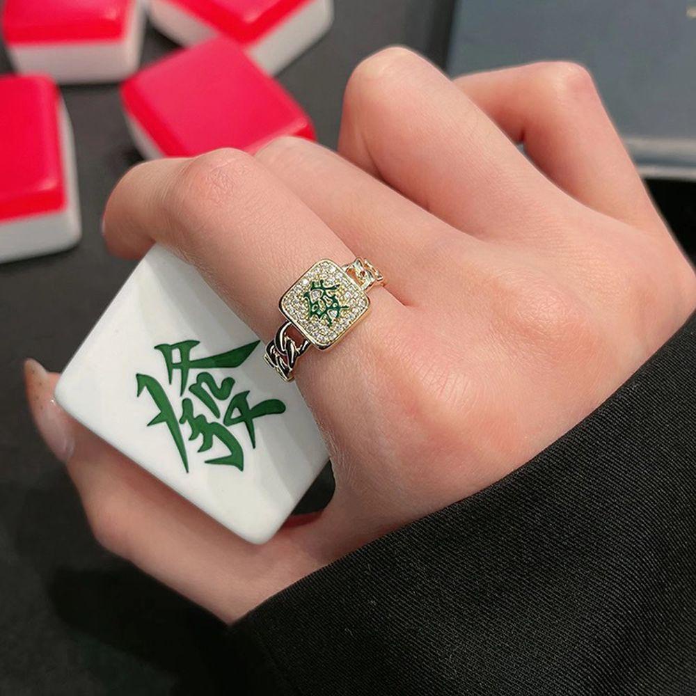 Nhẫn Mạt Chược Kiểu Vintage Thời Trang|Nhẫn Hợp Kim Phong Cách Đường Phố Cá Tính