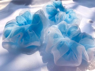 ❄️SCRUNCHIES BUỘC TÓC VOAN HAI LỚP MÀU XANH