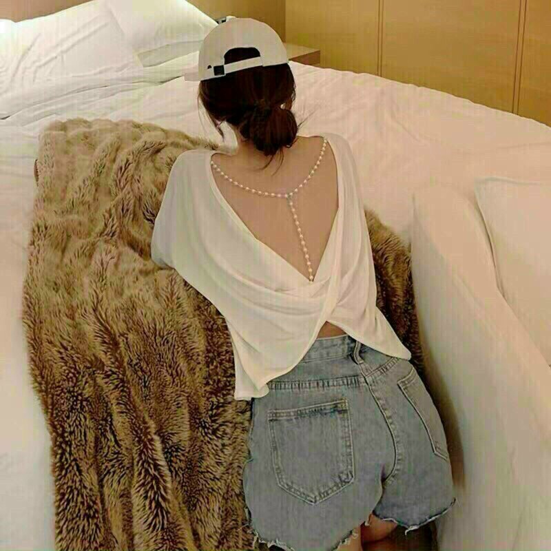 [HOT]ÁO KIỂU XOẮN LƯNG VỀ TRẮNG, ĐEN CO GIÃN YL81213