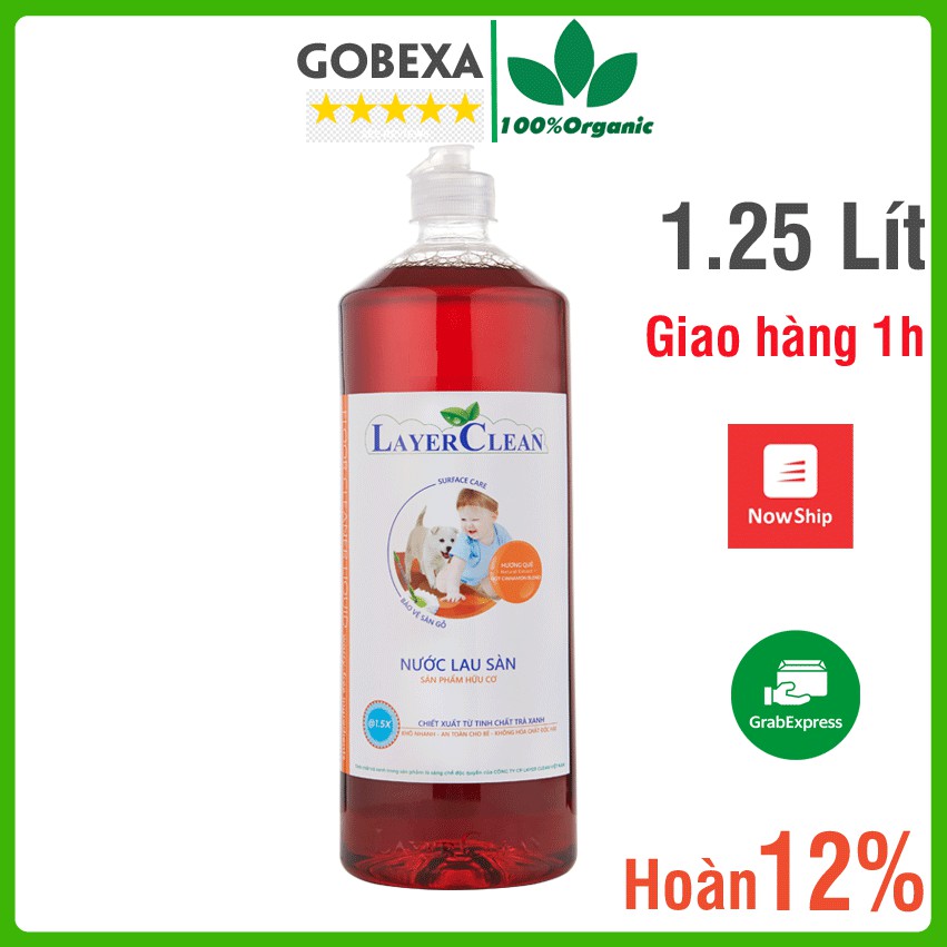 Nước lau sàn hữu cơ Layer Clean, Hương Quế/Nước Hoa/Gió Biển, Chai 1.25 Lít