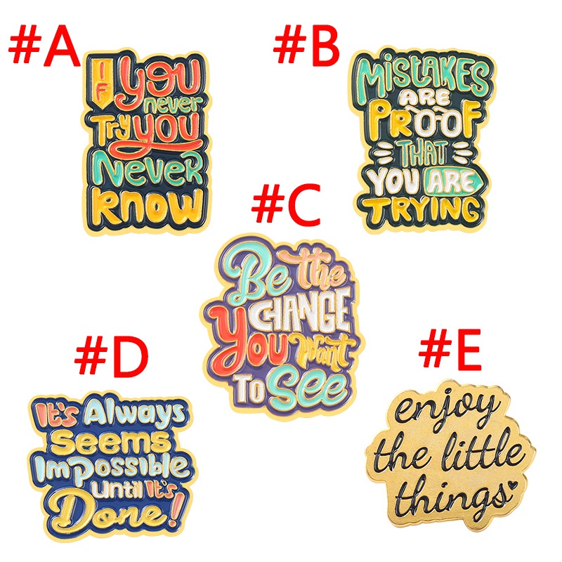 Ghim Cài Áo Kim Loại Tráng Men Họa Tiết Câu Trích Dẫn Nhiều Màu Sắc YOU NEVER TRY YOU NEVER KNOW Dành Cho Trẻ Em