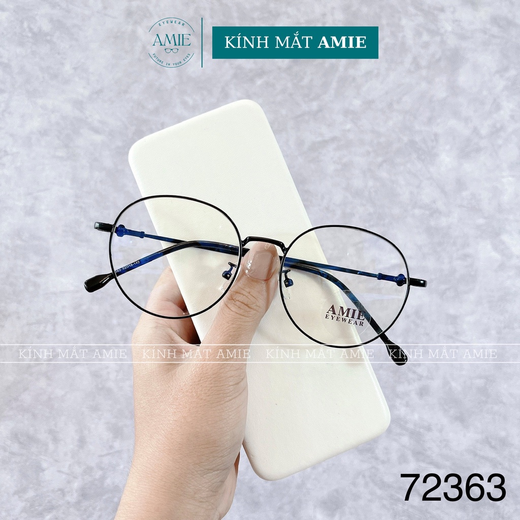 Kính mắt tròn nữ AMIE Eyewear gọng kính cận kim loại phụ kiện thời trang trẻ trung màu sắc cao cấp 72363