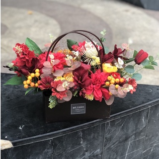 [QUÀ TẶNG BẠN GÁI -QUÀ 8/3] Giỏ Hoa Lụa Giả Trang Trí Nhà Cửa Làm Quà Tặng 20/11 Xinh Xắn GĐ10270