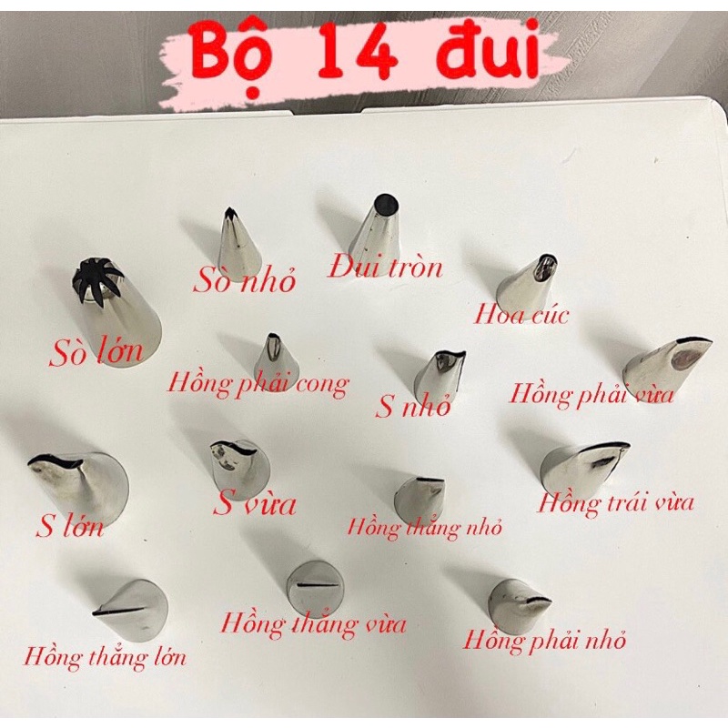 Bộ 14 và bộ 15 đui bắt kem (hàng gia công)