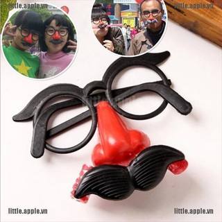 [Little] Funny Clown Glasses Costume Ball Round Frame Red Nose w/Whistle Mustache [VN]