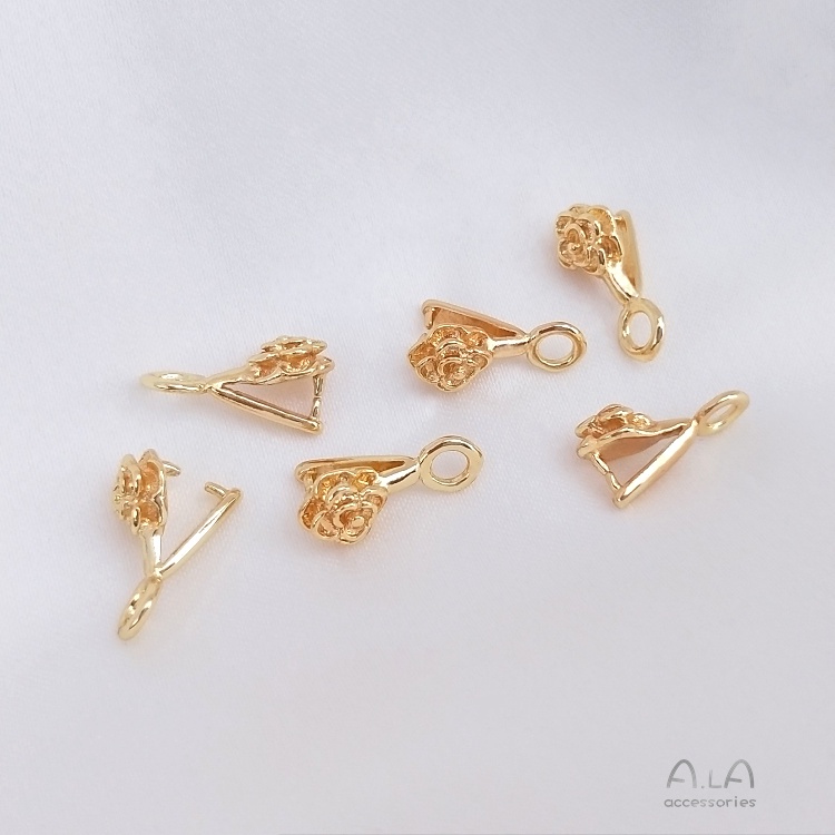 Dây Chuyền Mạ Vàng Hồng 14K Mặt Hình Bông Hoa Xinh Xắn Cho Nữ