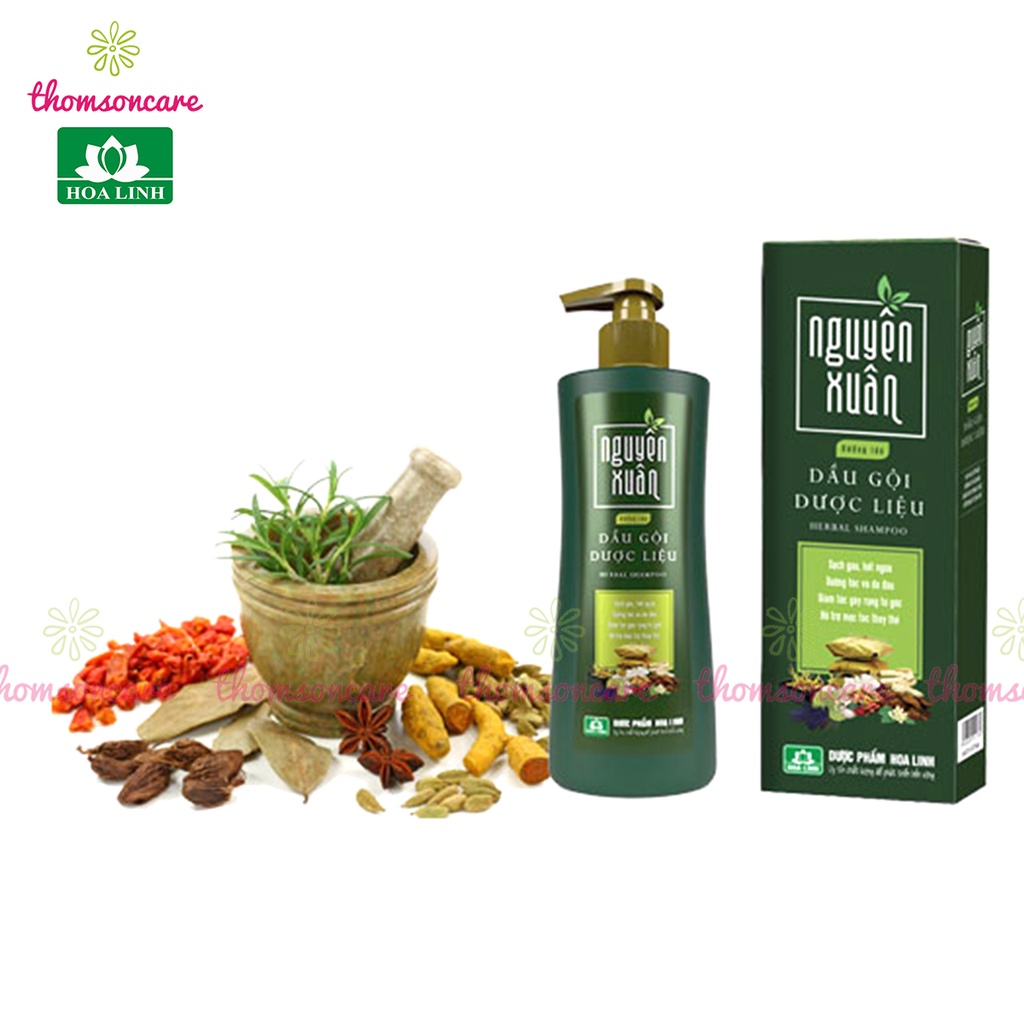 Nguyên Xuân xanh lá dầu gội dược liệu  từ Hà Thủ Ô, Bạch Quả giúp Dưỡng tóc, phục hồi hư tổn - Chai 250ml