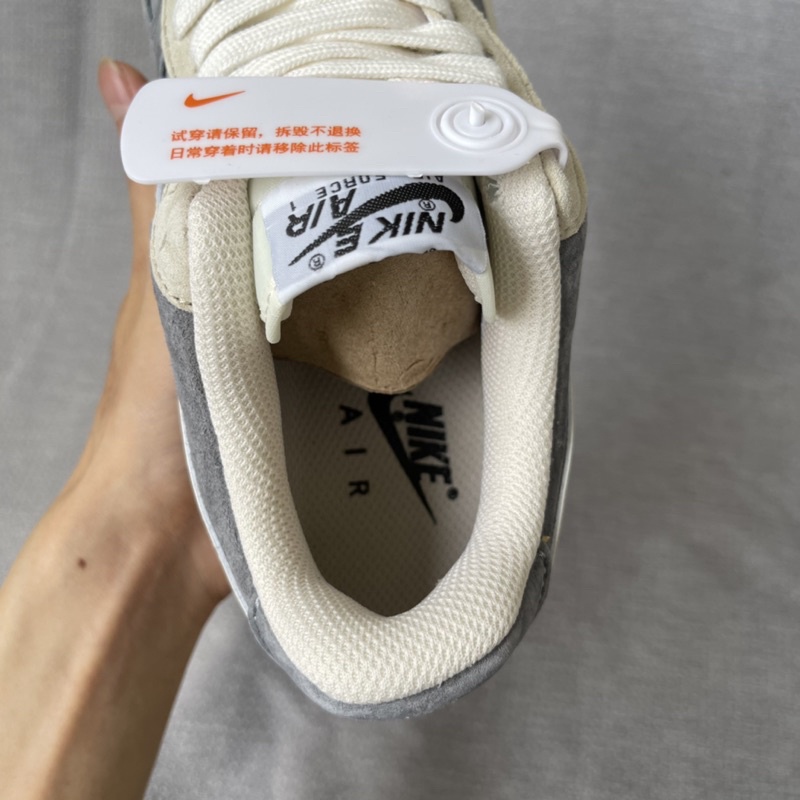 Af1 xám lông chuột da lộn SC, full box bill ảnh thật tự chụp, đế khâu chỉ đỏ