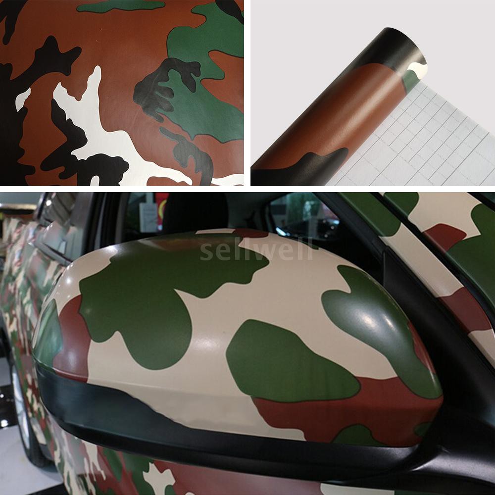 S&amp;W Woodland Camouflage Vinyl Wrap Car Camouflage Color Film Color Change Sticker Decal Film Air Release for Car DIY Dec