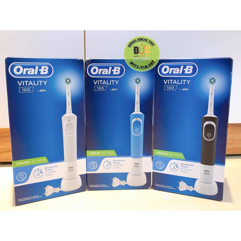 Bàn Chải Điện Oral B Và Đầu Bàn Chải Vitality 100 Cross Action