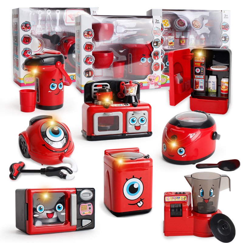 Small Household Appliances Kitchen Toys Children’s Play House Electric Simulation Refrigerator Microwave Pot