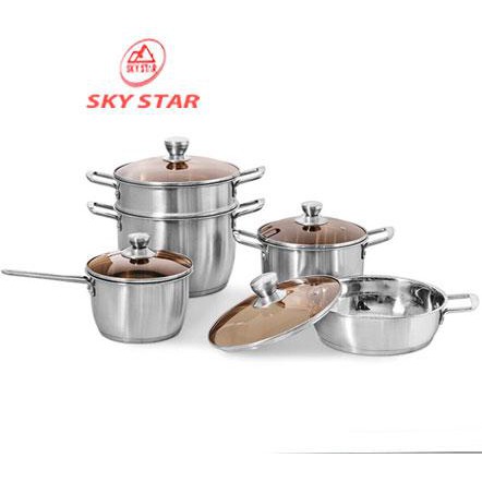 Bộ nồi inox 3 đáy Skystar DA09-IG - Bộ nồi Inox 5 cái