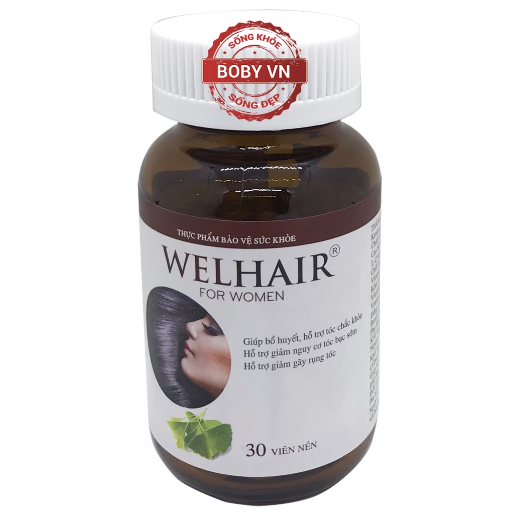 Welhair For Women - Giảm gãy rụng và bạc tóc - Bổ huyết  - 30 viên nén - Boby - Welhair For Women