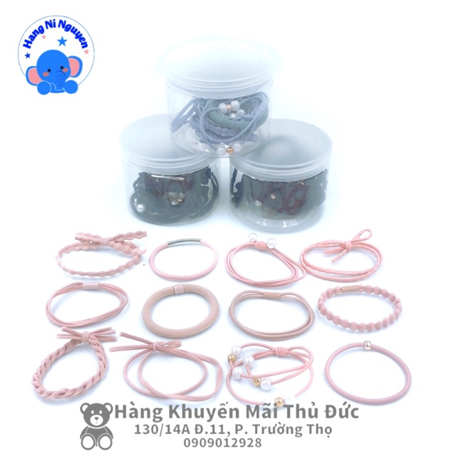 Hộp 12 dây cột tóc Hàn Quốc