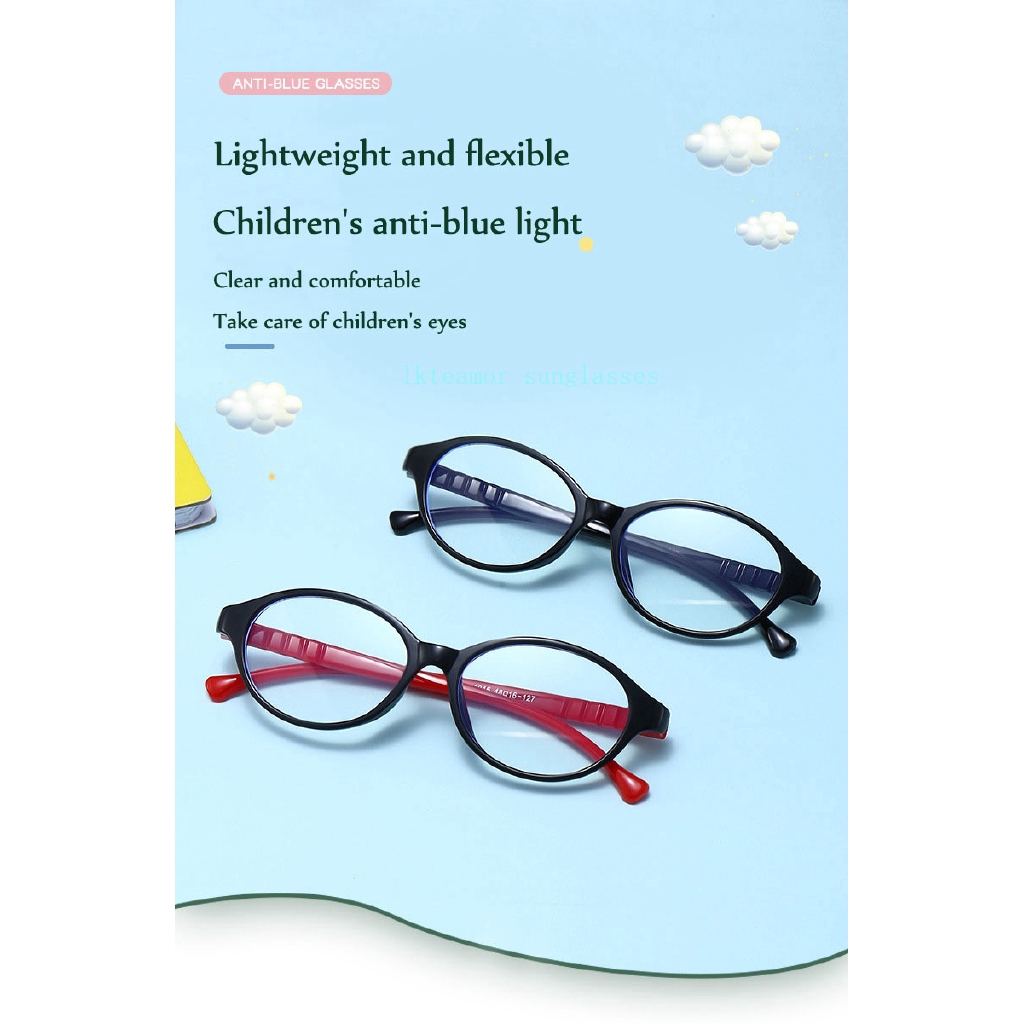 Mắt Kính Gọng Oval Chống Ánh Sáng Xanh Cho Bé