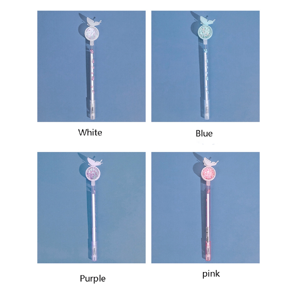 Set 4 Bút Bi Ngòi 0.5mm Mực Đen Trang Trí Bướm Xinh Xắn